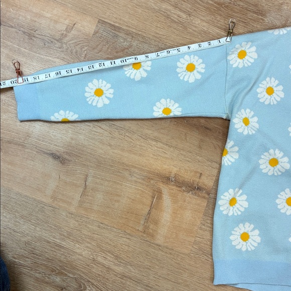 Daisy Floral Blue Women's Sweater Cardigan Size XL - Picture 7 of 8